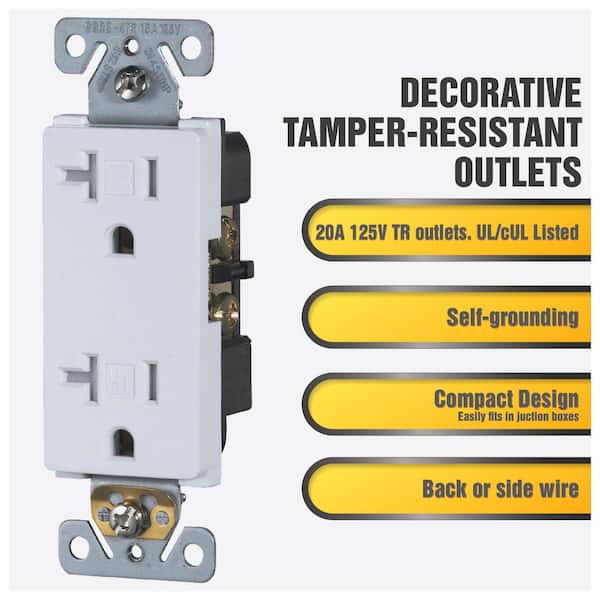 Residential125V 20A Tamper Resistant OutletDecorator Duplex Receptacle 