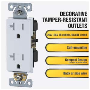 Decorator Receptacle 20 Amp 125-Volt Tamper-Resistant NEMA5-20R Commercial Grade Duplex Outlet, White (10-Pack)