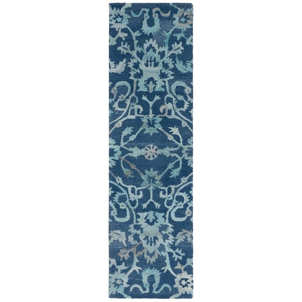 SAFAVIEH Anatolia 2 ft. x 8 ft. Navy Traditional Garden Runner Rug
