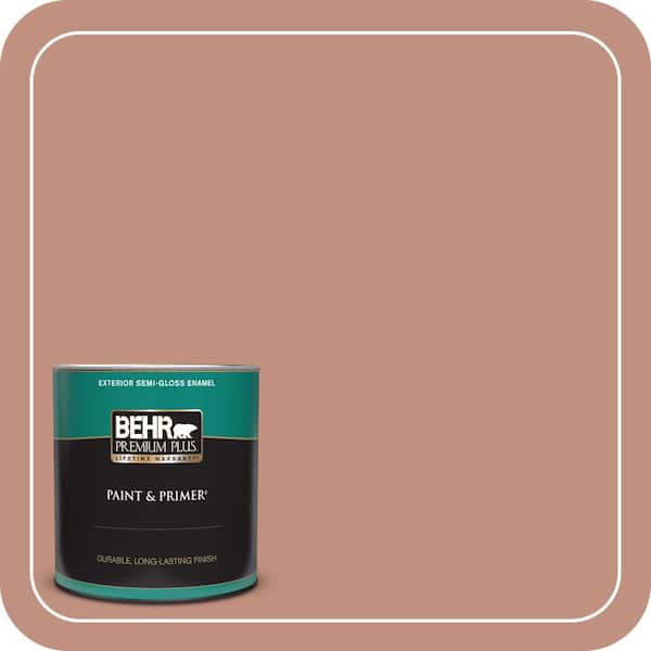 BEHR PREMIUM PLUS 1 qt. #MQ1-51 Mesa Peach Semi-Gloss Enamel Exterior Paint & Primer