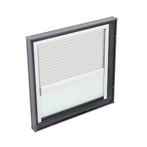 30-1/2 in. x 30-1/2 in. Fixed Curb Mount Skylight with Tempered Low-E3 Glass and White Manual Light Filtering Blind