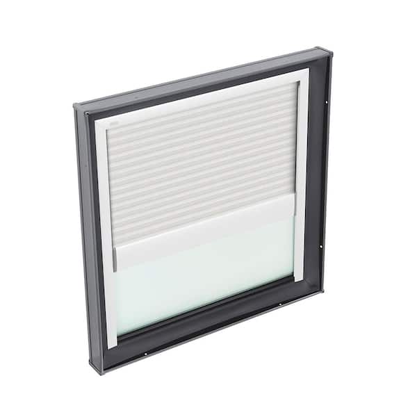 VELUX 34-1/2 in. x 34-1/2 in. Fixed Curb Mount Skylight with Laminated Low-E3 Glass and White Manual Light Filtering Blind