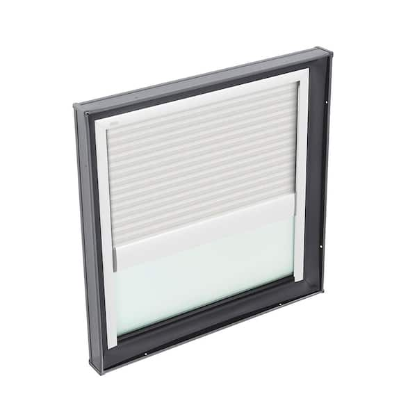 VELUX 34-1/2 in. x 34-1/2 in. Fixed Curb Mount Skylight with Tempered Low-E3 Glass and White Manual Light Filtering Blind