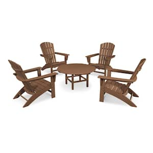 Grant Park Teak 5-Piece Plastic Traditional Curveback Adirondack Patio Conversation Set