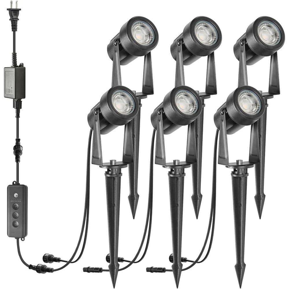 720 Lumens Black AC/DC Integrated LED Outdoor Spotlight with Dusk to Dawn S
