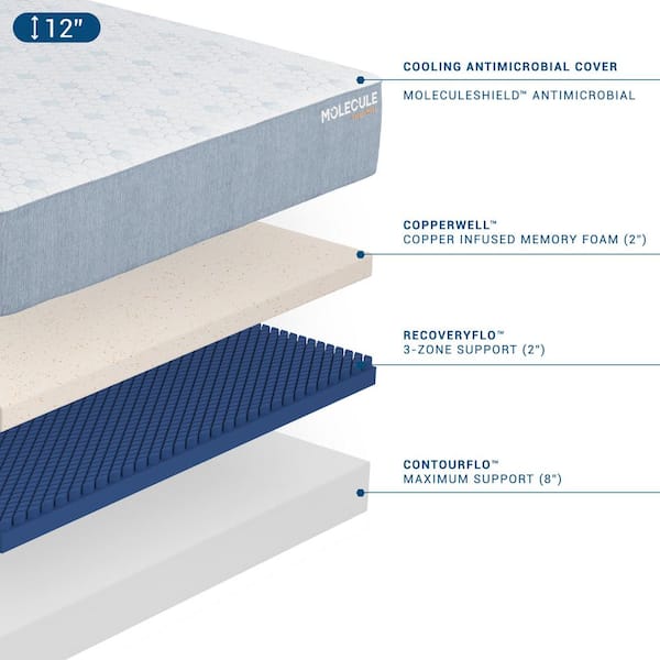 CopperWELL Queen Medium Plush Memory Foam 12 in. Bed-in-a-Box Mattress