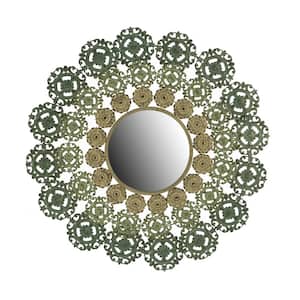 Anky 37.8 in. W x 37.8 in. H Iron Framed Multicolor Wall Mounted Decorative Mirror