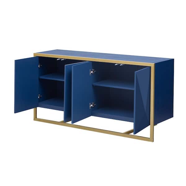 COWLOWN 59.8 in. W x 15.7 in. D x 30.3 in. H Bathroom Navy Blue Linen Cabinet
