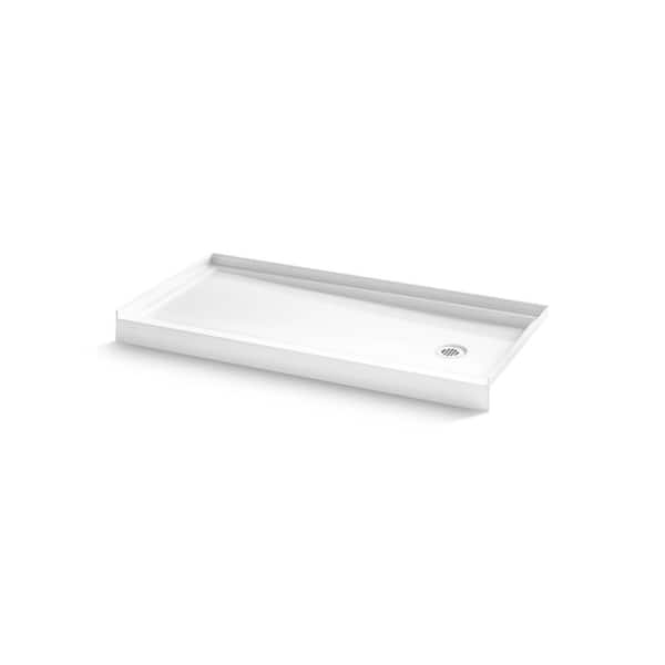 Paces 60 in. L x 30 in. W Alcove Shower Pan Base with Right Hand Drain in White