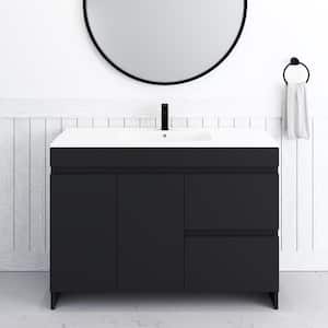 Mace 48 in. W x 18 in. D x 34 in. H Bath Vanity in Black with White Ceramic Top and Right-Side Drawers