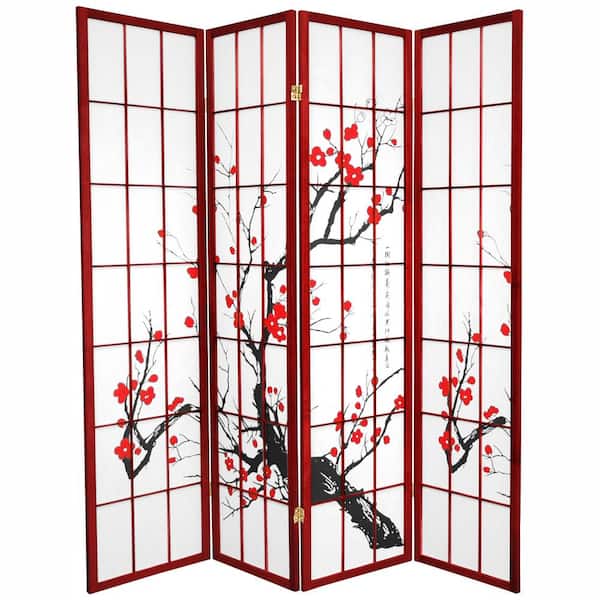 Oriental Furniture 6 ft. Rosewood 4-Panel Room Divider