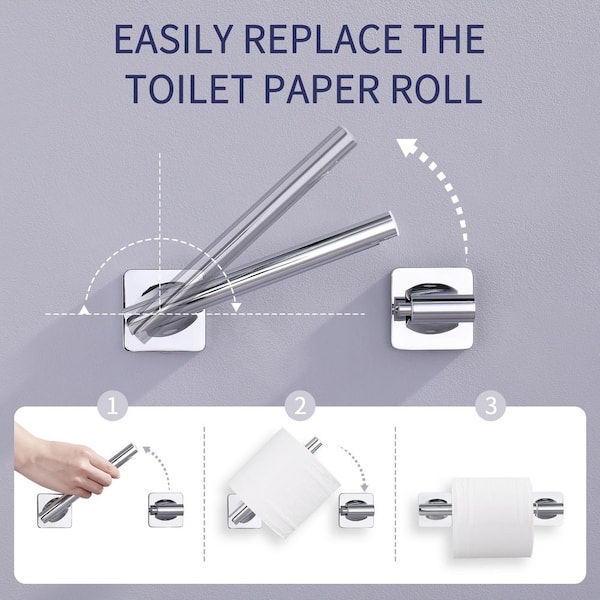 Bathroom Wall-Mount Dual Post Toilet Paper Holder Non-Slip Tissue Roll Holder in Polished Chrome