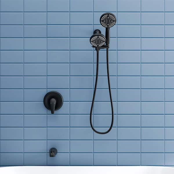 Single Handle 1-Spray Tub and Shower Faucet 2.5 GPM in Matte Black Valve Included