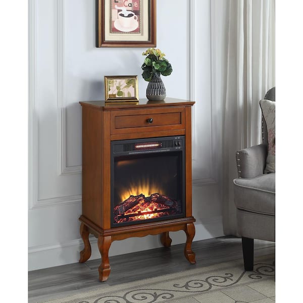 Acme Furniture Eirene 23 in. Electric Fireplace with Drawer in Walnut