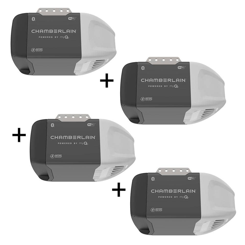 Chamberlain 1 2 HP Smart Chain Drive Garage Door Opener With Battery 