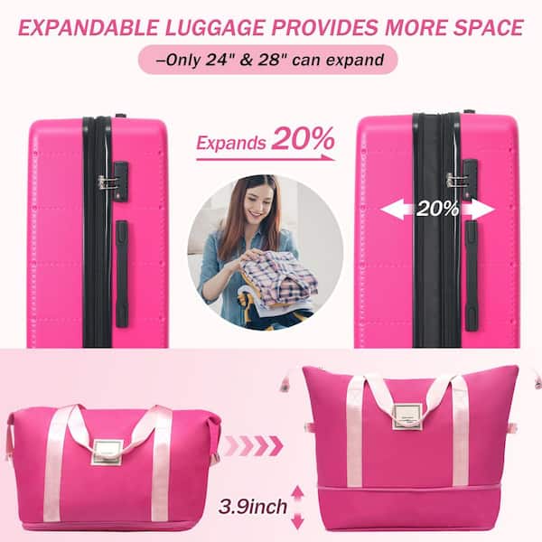 Merax 5 Bags 5-Piece Pink Expandable ABS Luggage Set with Duffel