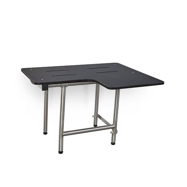 SEACHROME 26 in. x 22.5 in. Black Phenolic Reversible Folding Transfer Tub/Shower Seat with Legs, ADA Compliant