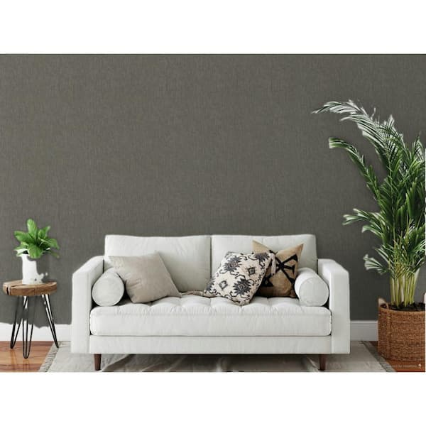 Plain Linen Texture Effect Anthracite Matte Finish Vinyl on Non-Woven Non-Pasted Wallpaper Sample