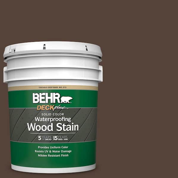 BEHR DECKplus 5 gal. #PFC-25 Dark Walnut Solid Color Waterproofing Exterior Wood Stain