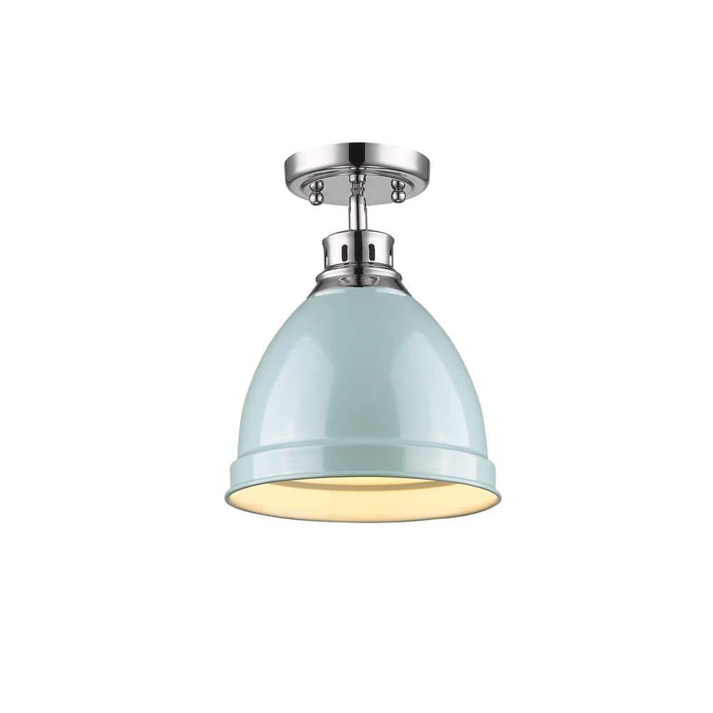 Golden Lighting Duncan 8.88-in Chrome Transitional Incandescent Flush Mount Light Golden Lighting Duncan 8.88-in Chrome Transitional Incandescent Flush Mount Light