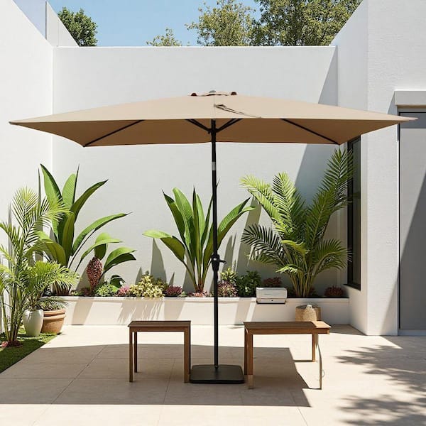 green cantilever patio umbrella 10' x 10' Montilla 110 | Umbrellas 07UMC004-2X3_DSPV 10 Exuberant Ways To Color:Sunbrella Canvas Glacier Enjoy comfort and style