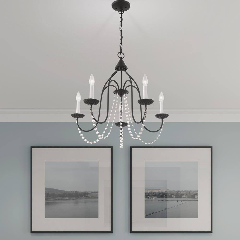 Mini Alessia 5-Light Black Crystal Chandelier