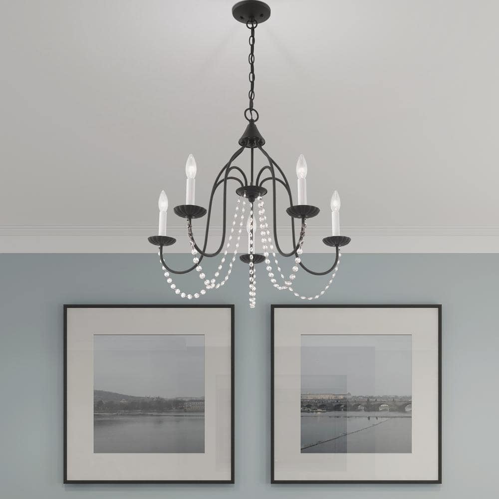 Mini Alessia 5-Light Black Crystal Chandelier