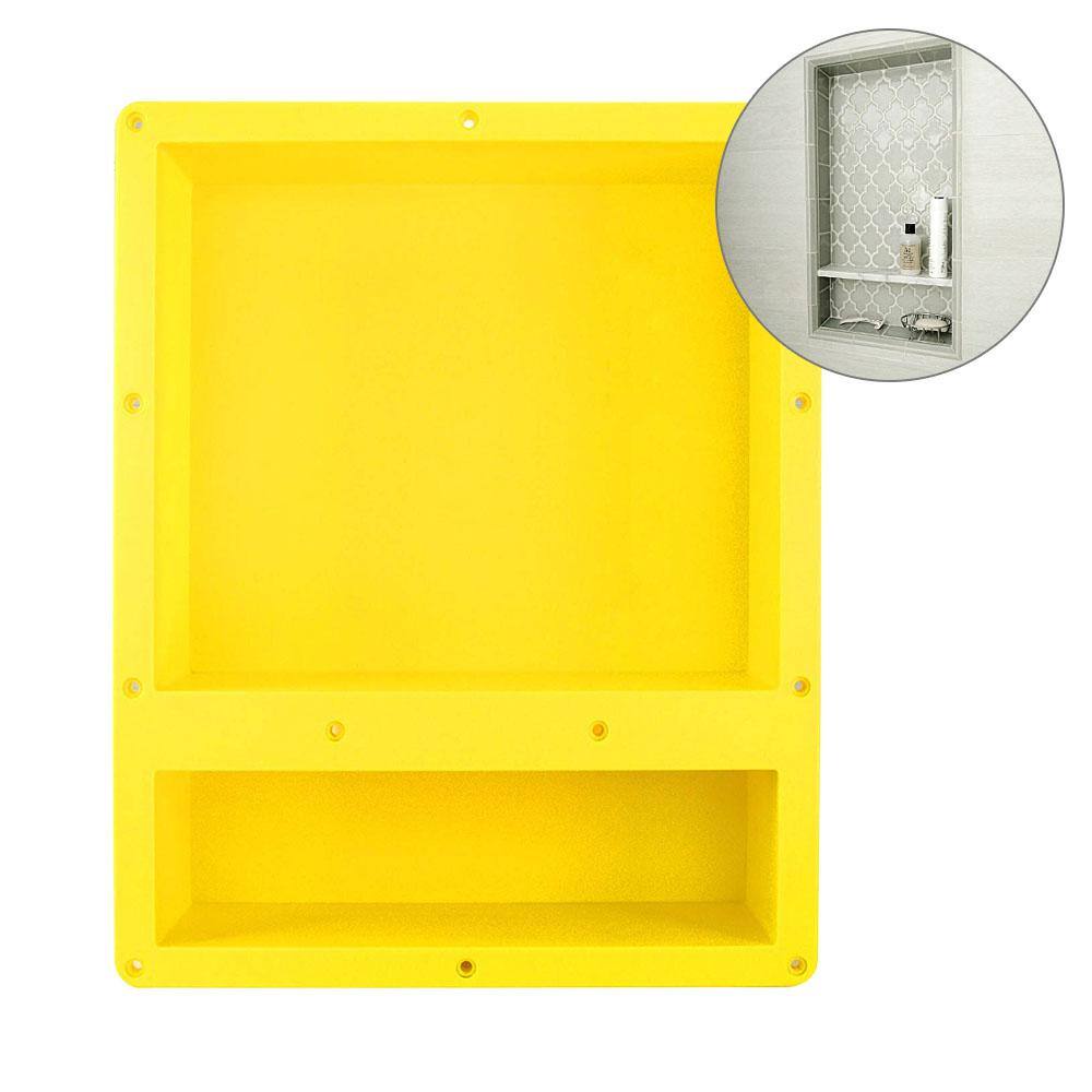 Yellow Rectangular Double Shelf Leakproof Shower Niche