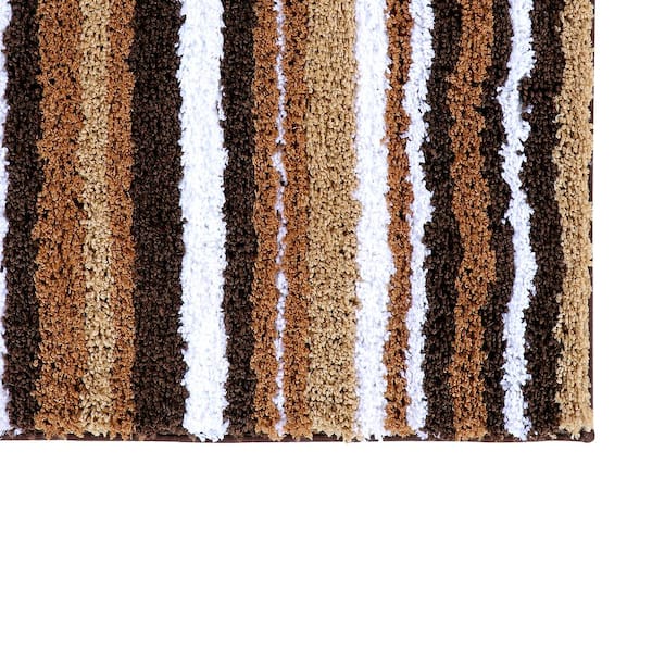 Tache 20x32 Inch Striped Brown and Beige Bathroom Rugs (TARBS2032)