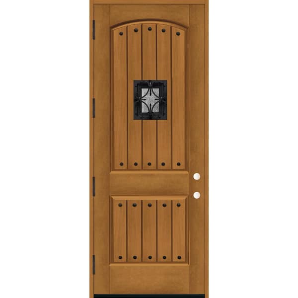 Steves & Sons 36 in. x 96 in. 2-Panel Right-Hand/Outswing Autumn Wheat Stain Fiberglass Prehung Front Door with 4-9/16 in. Jamb Size