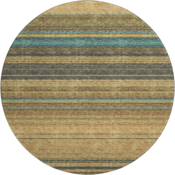 Addison Rugs Mayfield Premium Machine Washable Abstract AMF979 Wheat 8 ft. x 8 ft. Round Rug