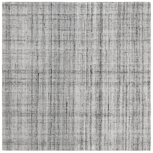 SAFAVIEH Abstract Gray/Black 4 ft. x 4 ft. Striped Square Area Rug