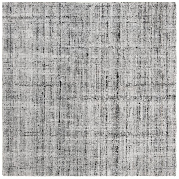 SAFAVIEH Abstract Gray/Black 8 ft. x 8 ft. Striped Square Area Rug