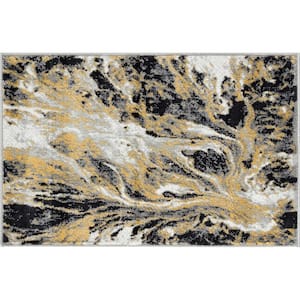 Timeless Abstract Yellow 2 ft. x 3 ft. Indoor Area Rug