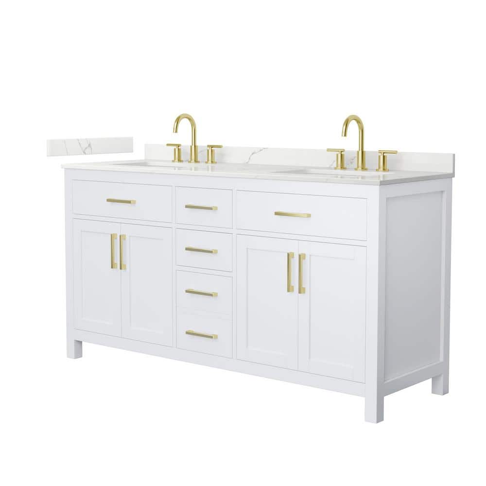 Beckett 66 in. Double Freestanding White Bath Vanity with Giotto Quartz Top (Assembled) price history on PriceWatchPro