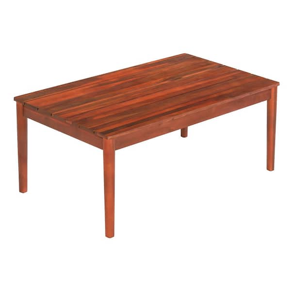 36 in. W x 20 in. D x 15 in. H Acacia Wood Outdoor Coffee Table with Slat Top for Patio, Garden, Living Room