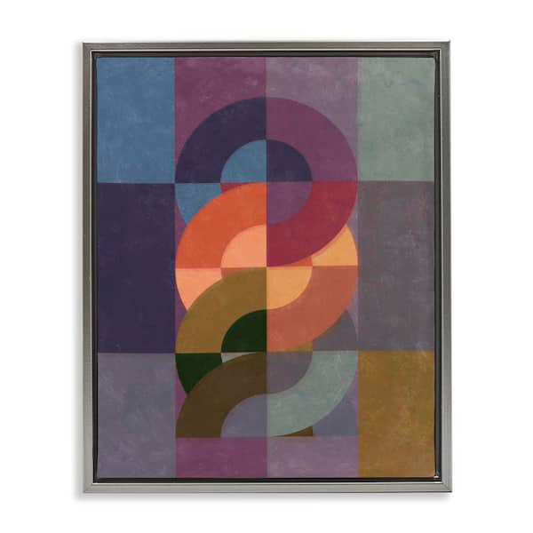 Stupell Industries Modern Interlocking Circles by Victoria Barnes Gray Floater Frame Abstract Graphic Art Print 21 in. x 17 in.