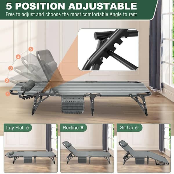 BOZTIY Adjustable 4-Position Adults Reclining Folding Chaise with