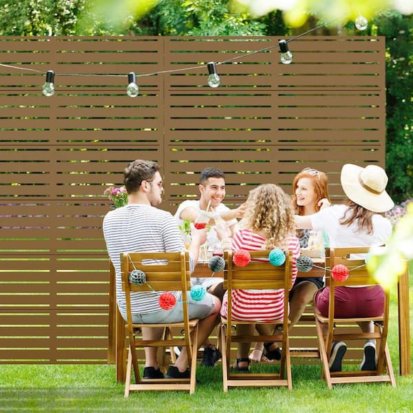 Lirago 75 in. x 48 in. Brown Patio Privacy Screen with Stand CY-A