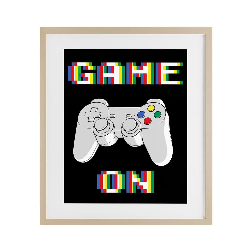 Colorful Digital Game On Birch Framed Print Under Glass, design by Marcus Prime
