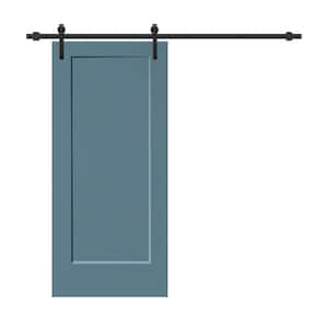 36 in. x 80 in. 1-Panel Dignity Blue Stained Composite MDF Interior Sliding Barn Door with Hardware Kit