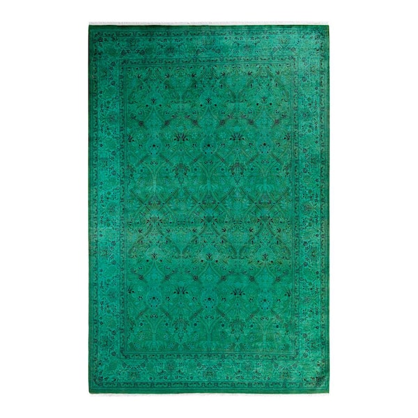 Solo Rugs Fine Vibrance Green 6 ft. x 9 ft. Solid Wool Indoor Area Rug