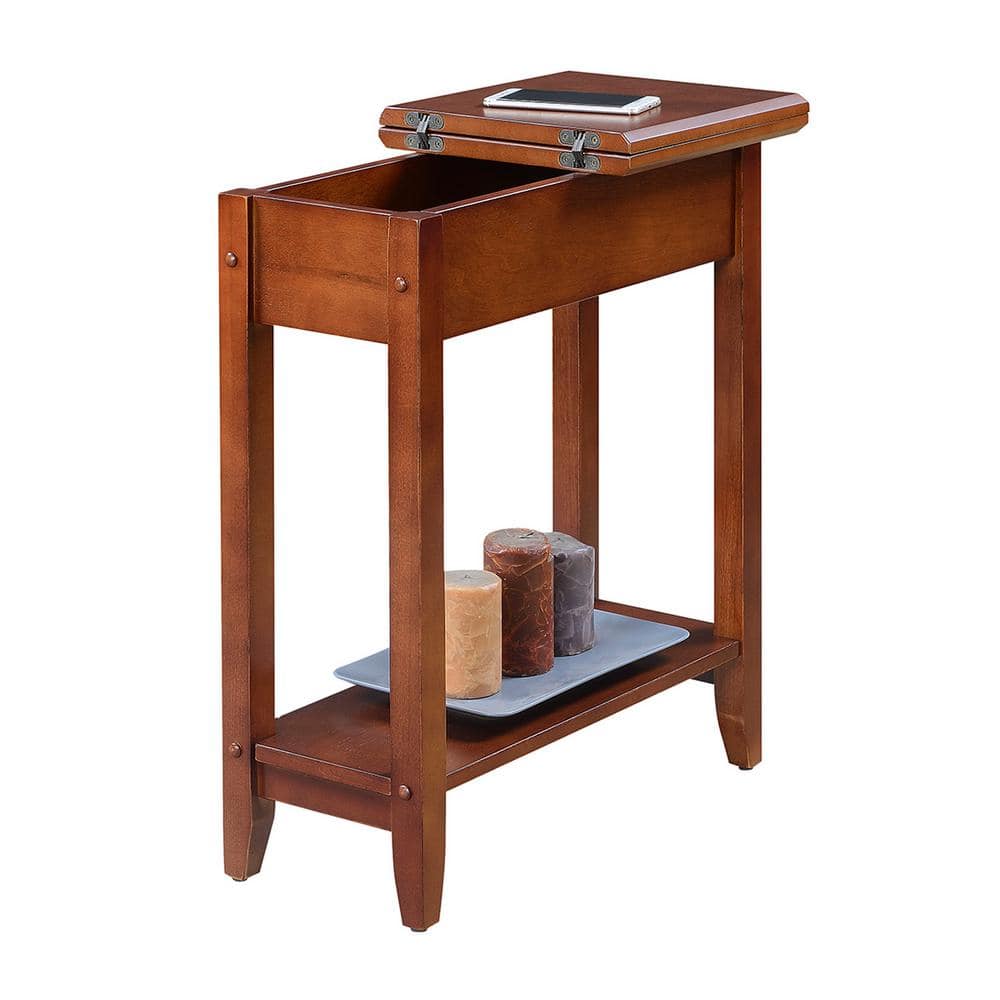 Heritage Mahogany Square Flip-Top End Table with Shelf