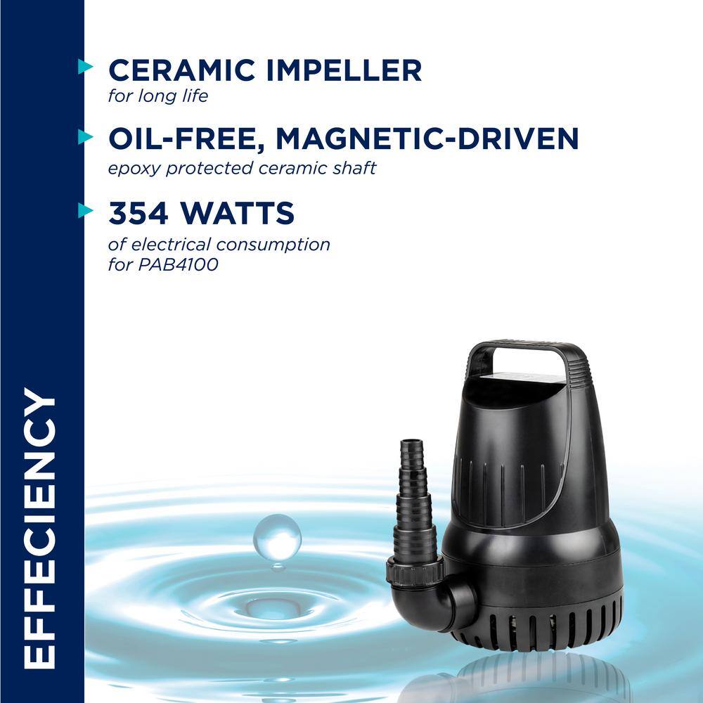 4100GPH Black Heavy-Duty Submersible Water Pump with 33' Cord
