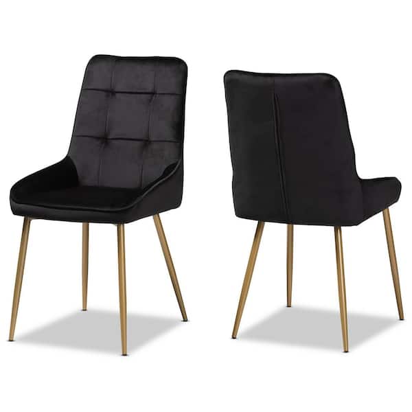 Baxton Studio Gavino Black and Gold Dining Chair (Set of 2)