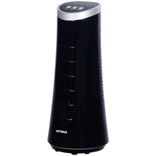Optimus 12 in. Desktop Black Ultraslim Oscillating Tower Fan