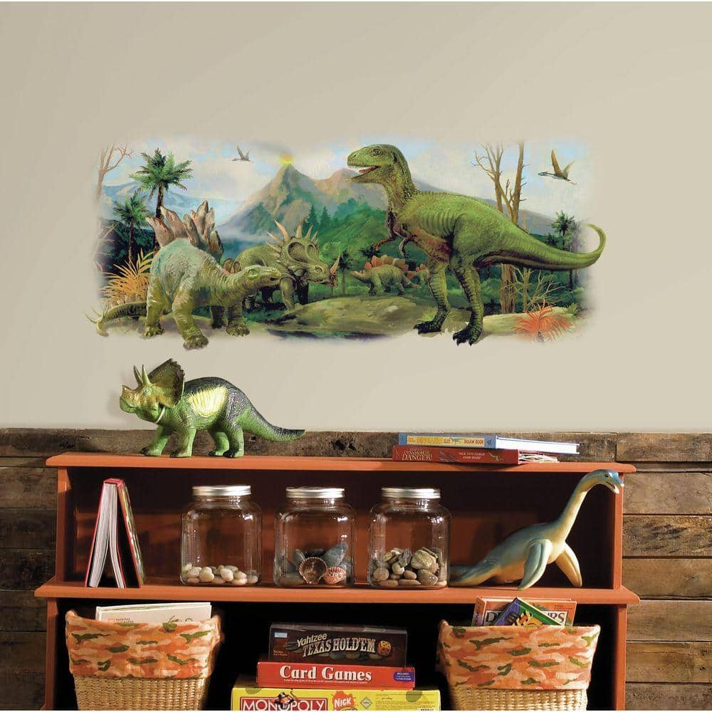 RoomMates Dinosaurs Giant Scene Peel and Stick Wall Graphic