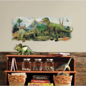 2.5 in. W x 21 in. H Dinosaurs Giant Scene Peel and Stick Wall Graphic