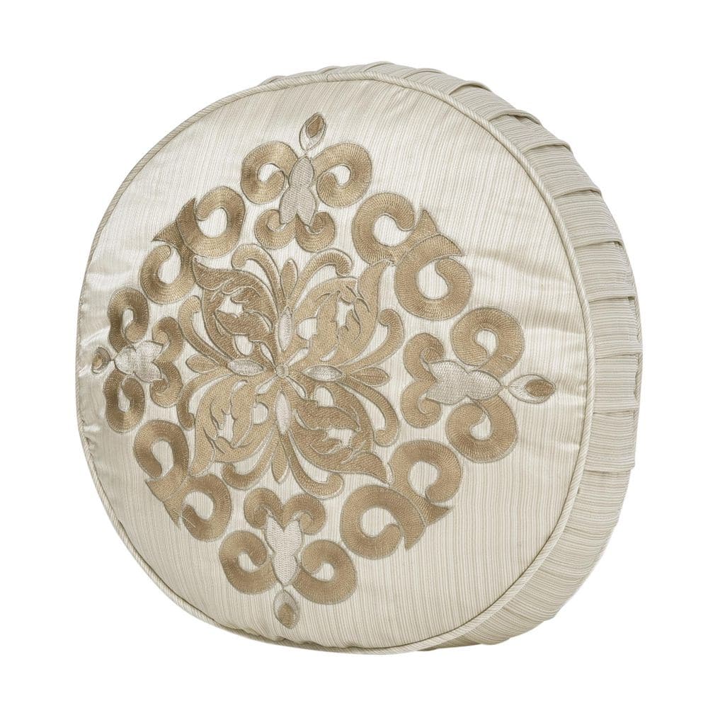 Amarella Gold Polyester Medallion Round Decorative Throw Pillow 15 In. L X 