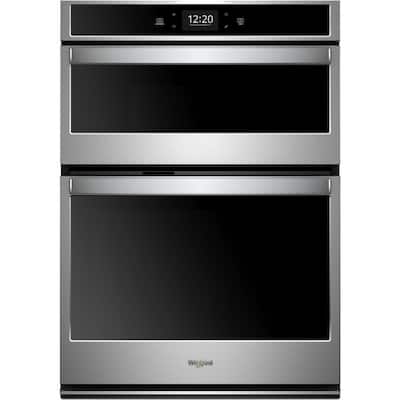 30 in. Smart Combination Wall Oven with Touchscreen in Black on Stainless Steel